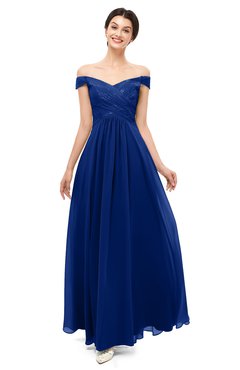 ColsBM Lilith Sodalite Blue Bridesmaid Dresses Off The Shoulder Pleated Short Sleeve Romantic Zip up A-line
