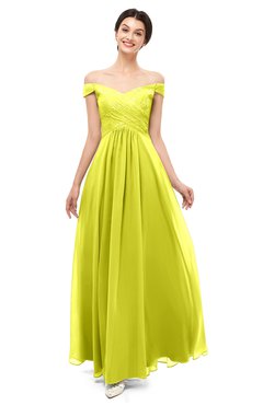 ColsBM Lilith Sulphur Spring Bridesmaid Dresses Off The Shoulder Pleated Short Sleeve Romantic Zip up A-line