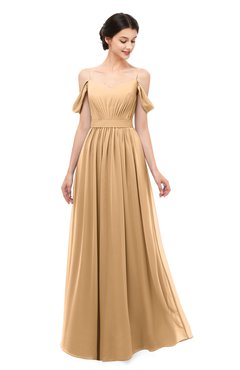 ColsBM Elwyn Desert Mist Bridesmaid Dresses Floor Length Pleated V-neck Romantic Backless A-line
