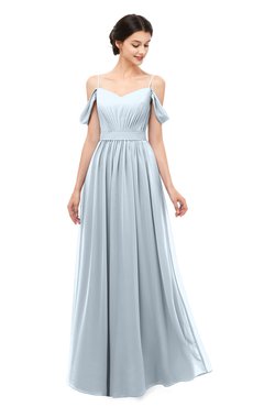 ColsBM Elwyn Illusion Blue Bridesmaid Dresses Floor Length Pleated V-neck Romantic Backless A-line