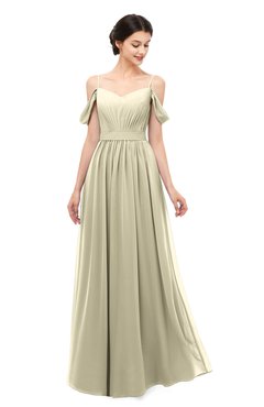 ColsBM Elwyn Putty Bridesmaid Dresses Floor Length Pleated V-neck Romantic Backless A-line