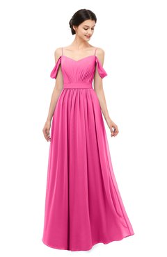 ColsBM Elwyn Rose Pink Bridesmaid Dresses Floor Length Pleated V-neck Romantic Backless A-line