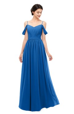 ColsBM Elwyn Royal Blue Bridesmaid Dresses Floor Length Pleated V-neck Romantic Backless A-line