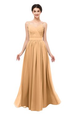 ColsBM Bryn Apricot Bridesmaid Dresses Floor Length Sash Sleeveless Simple A-line Criss-cross Straps