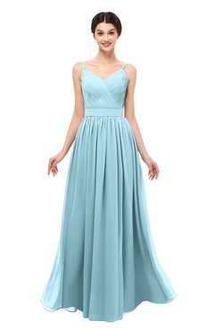ColsBM Bryn Aqua Bridesmaid Dresses Floor Length Sash Sleeveless Simple A-line Criss-cross Straps
