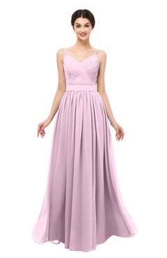 ColsBM Bryn Baby Pink Bridesmaid Dresses Floor Length Sash Sleeveless Simple A-line Criss-cross Straps