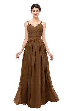 ColsBM Bryn Brown Bridesmaid Dresses Floor Length Sash Sleeveless Simple A-line Criss-cross Straps