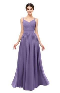 ColsBM Bryn Chalk Violet Bridesmaid Dresses Floor Length Sash Sleeveless Simple A-line Criss-cross Straps