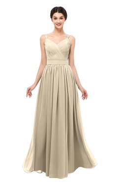 ColsBM Bryn Champagne Bridesmaid Dresses Floor Length Sash Sleeveless Simple A-line Criss-cross Straps