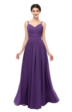 ColsBM Bryn Dark Purple Bridesmaid Dresses Floor Length Sash Sleeveless Simple A-line Criss-cross Straps