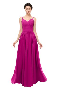 ColsBM Bryn Hot Pink Bridesmaid Dresses Floor Length Sash Sleeveless Simple A-line Criss-cross Straps