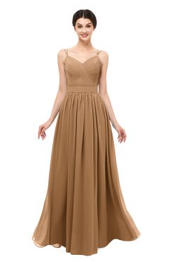ColsBM Bryn Light Brown Bridesmaid Dresses Floor Length Sash Sleeveless Simple A-line Criss-cross Straps