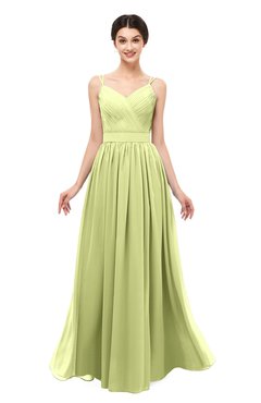 ColsBM Bryn Lime Green Bridesmaid Dresses Floor Length Sash Sleeveless Simple A-line Criss-cross Straps