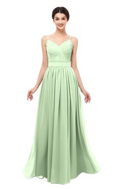ColsBM Bryn Pale Green Bridesmaid Dresses Floor Length Sash Sleeveless Simple A-line Criss-cross Straps