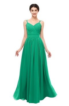 ColsBM Bryn Pepper Green Bridesmaid Dresses Floor Length Sash Sleeveless Simple A-line Criss-cross Straps