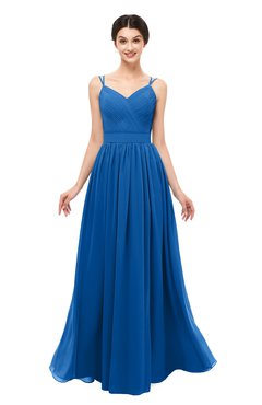 ColsBM Bryn Royal Blue Bridesmaid Dresses Floor Length Sash Sleeveless Simple A-line Criss-cross Straps
