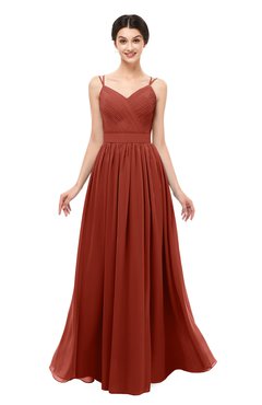 ColsBM Bryn Rust Bridesmaid Dresses Floor Length Sash Sleeveless Simple A-line Criss-cross Straps