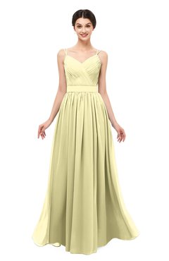 ColsBM Bryn Soft Yellow Bridesmaid Dresses Floor Length Sash Sleeveless Simple A-line Criss-cross Straps