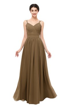 ColsBM Bryn Truffle Bridesmaid Dresses Floor Length Sash Sleeveless Simple A-line Criss-cross Straps