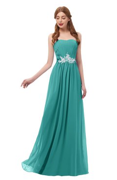 ColsBM Jess Emerald Green Bridesmaid Dresses Sleeveless Appliques Strapless A-line Zipper Modern