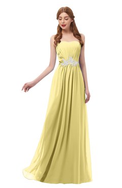 ColsBM Jess Misted Yellow Bridesmaid Dresses Sleeveless Appliques Strapless A-line Zipper Modern