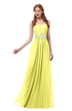 ColsBM Jess Pale Yellow Bridesmaid Dresses Sleeveless Appliques Strapless A-line Zipper Modern