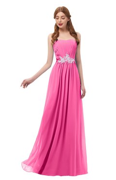 ColsBM Jess Rose Pink Bridesmaid Dresses Sleeveless Appliques Strapless A-line Zipper Modern