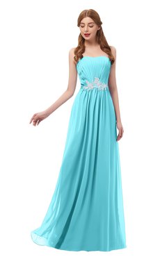ColsBM Jess Turquoise Bridesmaid Dresses Sleeveless Appliques Strapless A-line Zipper Modern