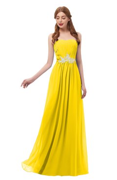 ColsBM Jess Yellow Bridesmaid Dresses Sleeveless Appliques Strapless A-line Zipper Modern