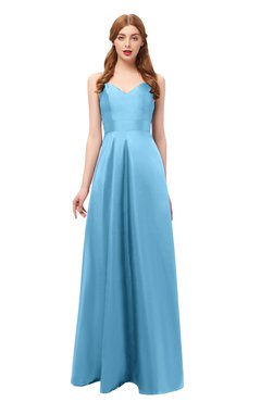 ColsBM Aubrey Alaskan Blue Bridesmaid Dresses V-neck Sleeveless A-line Criss-cross Straps Sash Classic