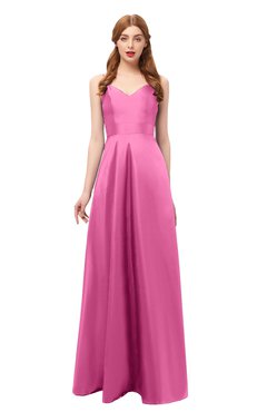 ColsBM Aubrey Carnation Pink Bridesmaid Dresses V-neck Sleeveless A-line Criss-cross Straps Sash Classic