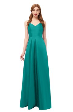 ColsBM Aubrey Emerald Green Bridesmaid Dresses V-neck Sleeveless A-line Criss-cross Straps Sash Classic