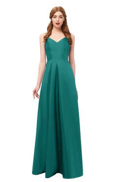 ColsBM Aubrey Green-blue Slate Bridesmaid Dresses V-neck Sleeveless A-line Criss-cross Straps Sash Classic