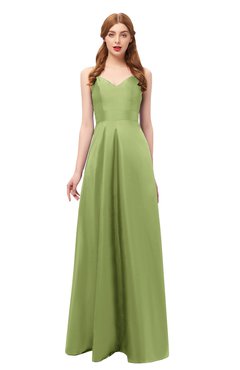 ColsBM Aubrey Leaf Green Bridesmaid Dresses V-neck Sleeveless A-line Criss-cross Straps Sash Classic