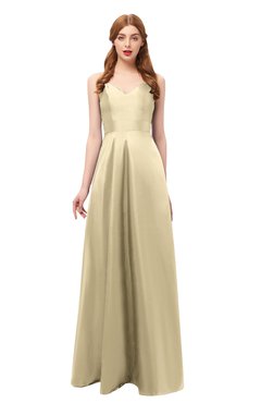 ColsBM Aubrey Marzipan Bridesmaid Dresses V-neck Sleeveless A-line Criss-cross Straps Sash Classic