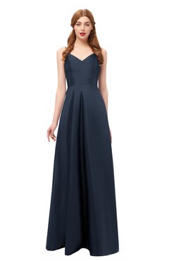 ColsBM Aubrey Navy Blue Bridesmaid Dresses V-neck Sleeveless A-line Criss-cross Straps Sash Classic