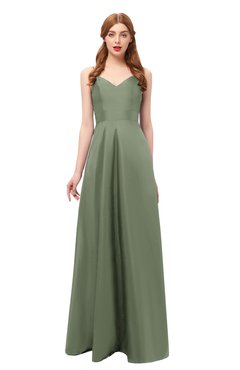 ColsBM Aubrey Oil Green Bridesmaid Dresses V-neck Sleeveless A-line Criss-cross Straps Sash Classic