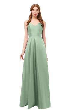 ColsBM Aubrey Smoke Green Bridesmaid Dresses V-neck Sleeveless A-line Criss-cross Straps Sash Classic