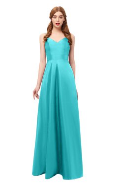 ColsBM Aubrey Turquoise Bridesmaid Dresses V-neck Sleeveless A-line Criss-cross Straps Sash Classic