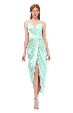 ColsBM Harlow Aqua Bridesmaid Dresses Spaghetti Sleeveless Glamorous Hi-Lo Pleated Column