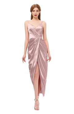 ColsBM Harlow Blush Pink Bridesmaid Dresses Spaghetti Sleeveless Glamorous Hi-Lo Pleated Column