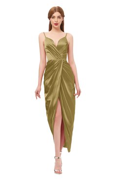 ColsBM Harlow Bronze Mist Bridesmaid Dresses Spaghetti Sleeveless Glamorous Hi-Lo Pleated Column