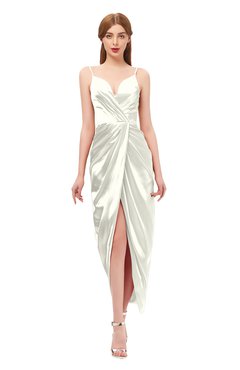 ColsBM Harlow Cream Bridesmaid Dresses Spaghetti Sleeveless Glamorous Hi-Lo Pleated Column