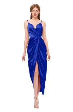 ColsBM Harlow Electric Blue Bridesmaid Dresses Spaghetti Sleeveless Glamorous Hi-Lo Pleated Column