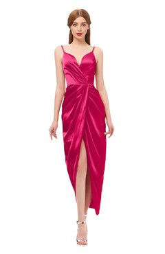 ColsBM Harlow Fuschia Bridesmaid Dresses Spaghetti Sleeveless Glamorous Hi-Lo Pleated Column