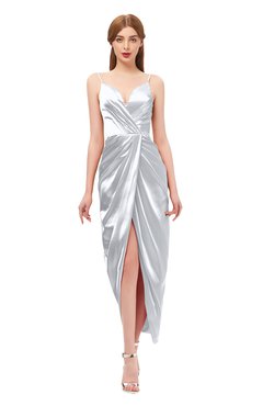ColsBM Harlow Glacier Gray Bridesmaid Dresses Spaghetti Sleeveless Glamorous Hi-Lo Pleated Column