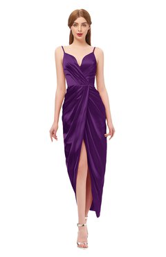 ColsBM Harlow Magic Purple Bridesmaid Dresses Spaghetti Sleeveless Glamorous Hi-Lo Pleated Column
