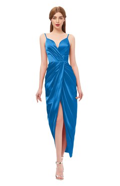 ColsBM Harlow Royal Blue Bridesmaid Dresses Spaghetti Sleeveless Glamorous Hi-Lo Pleated Column