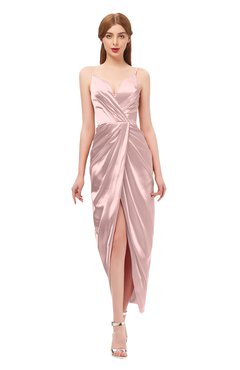 ColsBM Harlow Silver Pink Bridesmaid Dresses Spaghetti Sleeveless Glamorous Hi-Lo Pleated Column