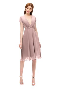 ColsBM Bailey Blush Pink Bridesmaid Dresses V-neck Ruching A-line Zipper Knee Length Modern
